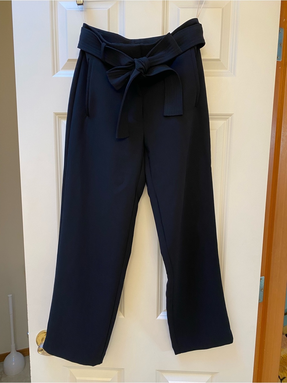 Wilfred Black High-Rise Tie Waist Trousers